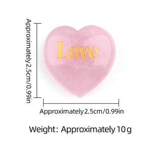 Polished pink crystal heart ornament with gold Love engraving for wedding gifts