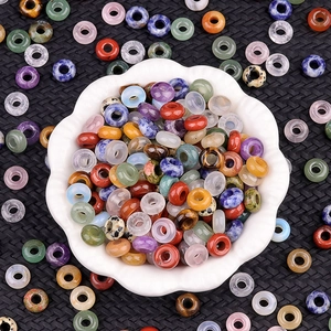 5x10mm Naturkristall-Achat-Perlen mit großem Loch für DIY Halsketten und Armbänder Zubehör