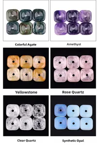 Varietà di ciondoli quadrati da 30 mm in pietre preziose, ametista, quarzo rosa e agata