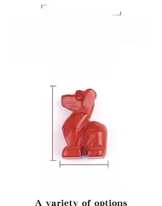 Detailed view of hand-carved 1-inch red jasper deer gemstone figurine with measurements