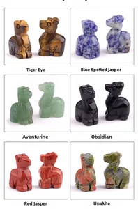 Detailed grid view of carved stone camels in Tiger Eye, Obsidian, and Red Jasper