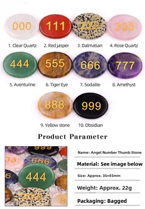 Macro detail of natural agate palm stones featuring gold engraved angel numbers 000-999