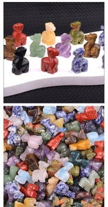 Macro display of diverse 1-inch hand-carved gemstone animal figurines in multiple colors