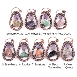 Collier Pendentif En Pierre Naturelle Vintage Bohème Alliage De Bronze Cristal Quartz Bijoux Minéraux Cadeau Femme