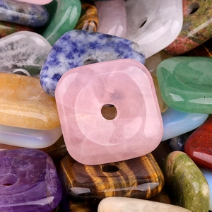 Perle quadrate in pietra naturale lucidata con foro grande per creazione gioielli fai da te