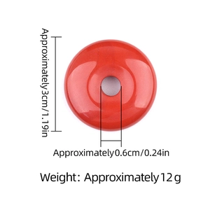 Pendentif donut en agate rouge 30mm avec trou de 6mm pour création de bijoux DIY collier