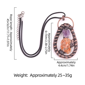 Pendentif en pierre de cristal naturel avec améthyste et agate rouge sur cordon noir