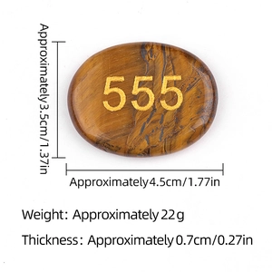 Tiger Eye angel number stone with 555 engraving and size measurement detail