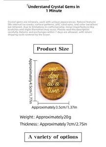Detailed size specifications for the engraved natural tiger eye stone palm gift