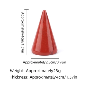 Red natural crystal cone ring holder stand with 4cm height and 2.5cm base diameter