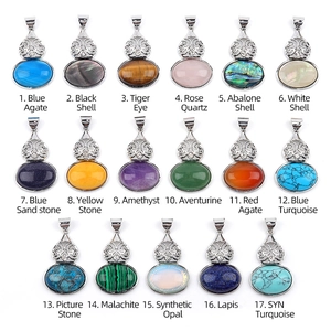 Gourd-shaped gemstone pendants in 17 material variants with silver filigree alloy