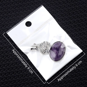 Natural agate shell pendant in purple oval gemstone with silver alloy frame