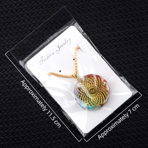 Ethnic hexagonal crystal pendant necklace with colorful stones and gold mandala design
