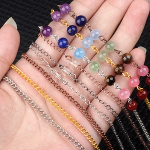 Bunte Naturstein-Perlenketten mit Gold- und Silbergliedern für Yoga-Pendel und DIY-Deko