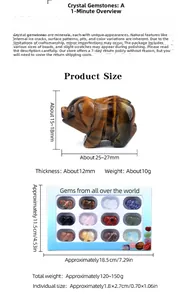 Detailed size guide for 1-inch semi-precious gemstone pig figurines in a 12-piece gift set