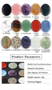 Macro detail of oval palm stone pendants in 15 mixed crystals with dimensions 35x45mm