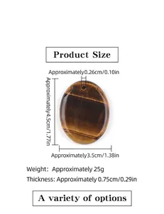 Size specifications for tiger eye stone oval pendant with detailed measurements