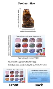Detailed size specifications for 1 inch carved crystal wolf figurines with packaging box