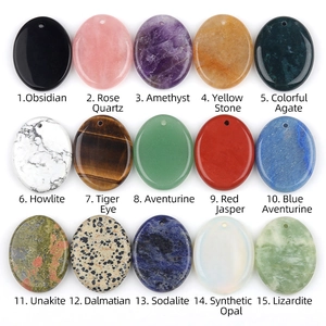 Natural Crystal Agate Oval Worry Stone Pendant Polished Healing Encouragement Stone With Hole For DIY Jewelry Crafting