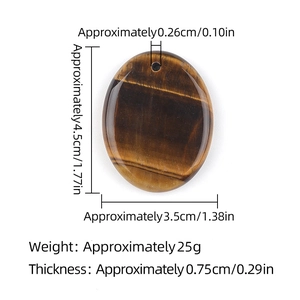 Polished tiger eye oval palm stone pendant with pre-drilled hole for necklace making