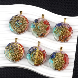 Collier Pendentif En Résine Orgonite Avec Pierres Naturelles Mixtes Chakra Guérison Géométrie Sacrée Fleur De Vie Arbre De Vie Bijoux Reiki