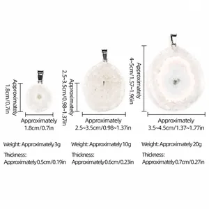 Tabella comparativa delle dimensioni per ciondoli a girasole in cristallo di quarzo naturale