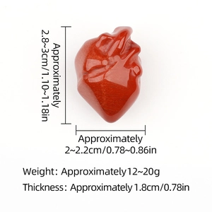 Realistic Red Jasper anatomical heart carving with natural stone texture for Halloween decor