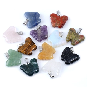 Various natural stone butterfly pendants including amethyst tiger eye for DIY jewelry