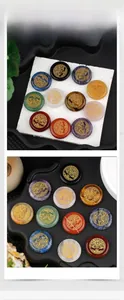Detailed set of 25mm natural crystal stones with golden Tree of Life patterns