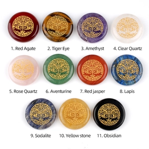 25mm Tree of Life natural crystal agate discs collection in various gemstone colors