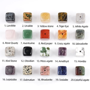 Set of 20 natural crystal and agate cube incense holders in diverse polished gemstones