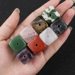 Natural crystal stone cube incense holder and beads in various colors for home decor