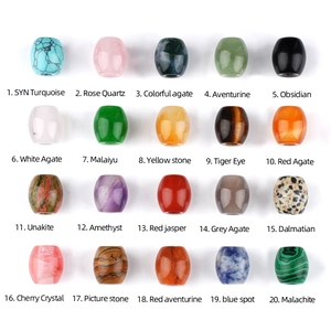 Mixed natural gemstone barrel beads collection in 20 styles with 5mm large hole
