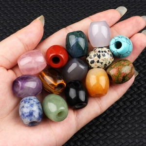Handheld assorted 16x18mm natural gemstone large hole barrel beads for DIY jewelry