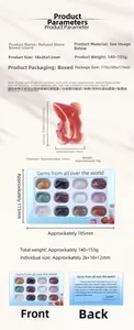 Detailed size chart for 12pcs carved crystal lizard set with dimensions and box specs