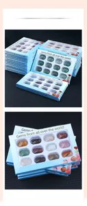 Set of 12 carved crystal and agate lizard figurines in a blue display window gift box