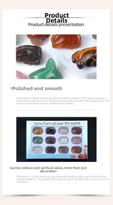 Macro detail of 12-piece set of hand-carved natural crystal lizard gemstones in a gift box