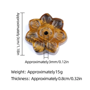 Tiger eye stone lotus incense burner base with natural crystal carving and center hole