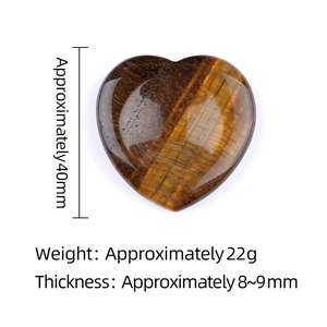 Heart-shaped tiger eye worry stone 40mm crystal healing thumb stone for stress relief