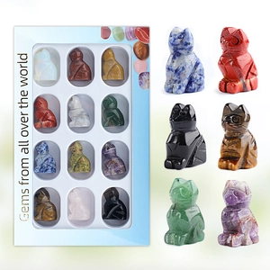 Healing Crystal Gemstone Cat Figurines Natural Polished Stone Mini Animal Statues For Home Office Decor Spiritual Meditation Gift