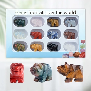 Ornement de Sculpture d'Ours Polaire en Cristal Naturel Agate 12 Figurines d'Ours en Pierres Gemmes Décoration Maison Bureau Cadeau