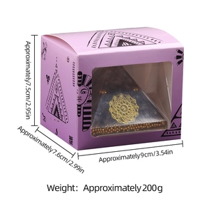 Pyramide en résine de 6,5 cm avec géométrie dorée et boîte cadeau de style égyptien