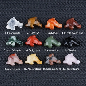 Set van 12 handgesneden dolfijnfiguren van 1 inch in diverse natuurlijke kristallen