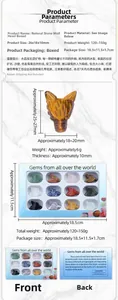 Detailed size specifications for natural gemstone wolf head carvings in 12-piece sets