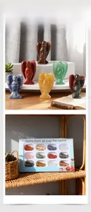 Mini natural crystal angel statues set in a decorative display gift box