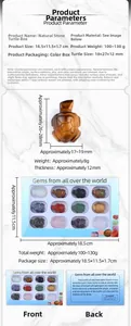 Detail view of 1 inch hand-carved natural stone turtles in multi-material collection set