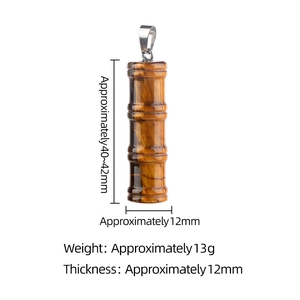 Natural tiger eye stone bamboo pendant with silver clasp and polished finish