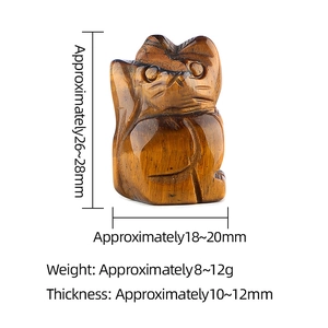 Hand-carved tiger eye stone cat figurine for desktop decoration, 1 inch natural gemstone