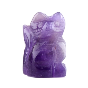 Hand-carved amethyst crystal lucky cat statue featuring natural purple quartz texture