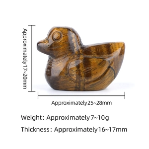 Hand-carved tiger eye natural crystal duck figurine with detailed size measurements